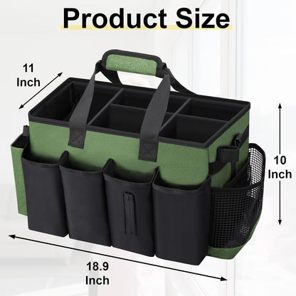 Wearable Large Cleaning Caddy Bag for Housekeeper, Clean Supply Organizer with Adjustable Shoulder, Waist & Handle Straps, Detailing Bag for Kitchen Supplies (Black)