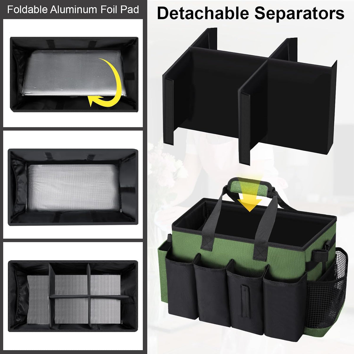 Wearable Large Cleaning Caddy Bag for Housekeeper, Clean Supply Organizer with Adjustable Shoulder, Waist & Handle Straps, Detailing Bag for Kitchen Supplies (Black)