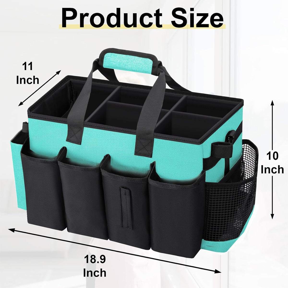 Wearable Large Cleaning Caddy Bag for Housekeeper, Clean Supply Organizer with Adjustable Shoulder, Waist & Handle Straps, Detailing Bag for Kitchen Supplies (Black)