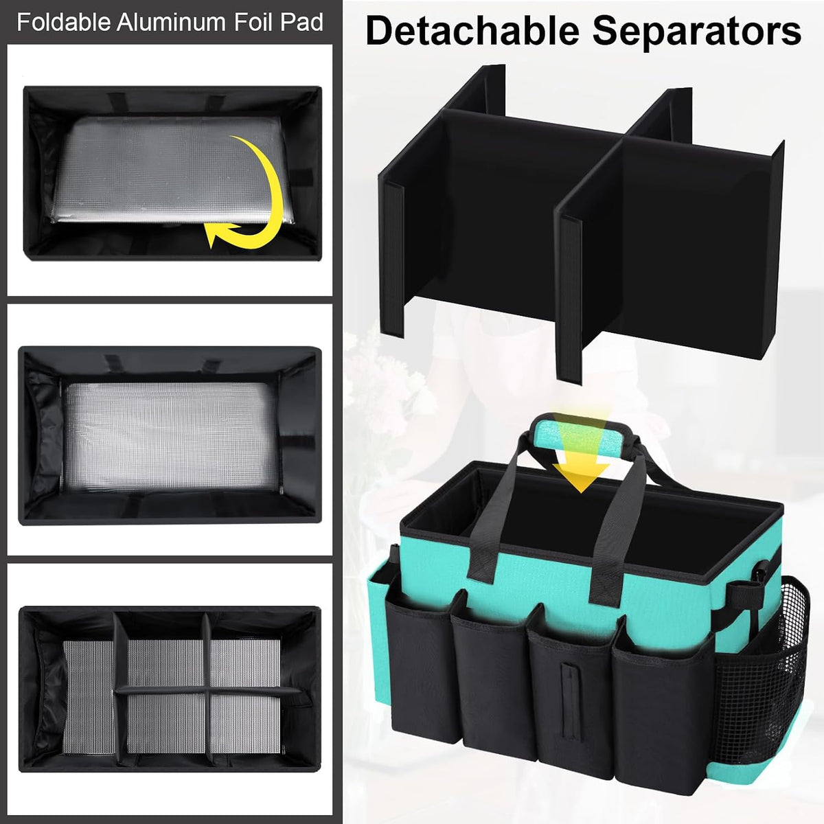 Wearable Large Cleaning Caddy Bag for Housekeeper, Clean Supply Organizer with Adjustable Shoulder, Waist & Handle Straps, Detailing Bag for Kitchen Supplies (Black)