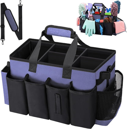 Wearable Large Cleaning Caddy Bag for Housekeeper, Clean Supply Organizer with Adjustable Shoulder, Waist & Handle Straps, Detailing Bag for Kitchen Supplies (Black)