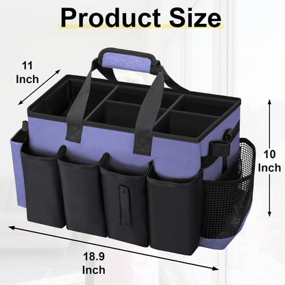 Wearable Large Cleaning Caddy Bag for Housekeeper, Clean Supply Organizer with Adjustable Shoulder, Waist & Handle Straps, Detailing Bag for Kitchen Supplies (Black)