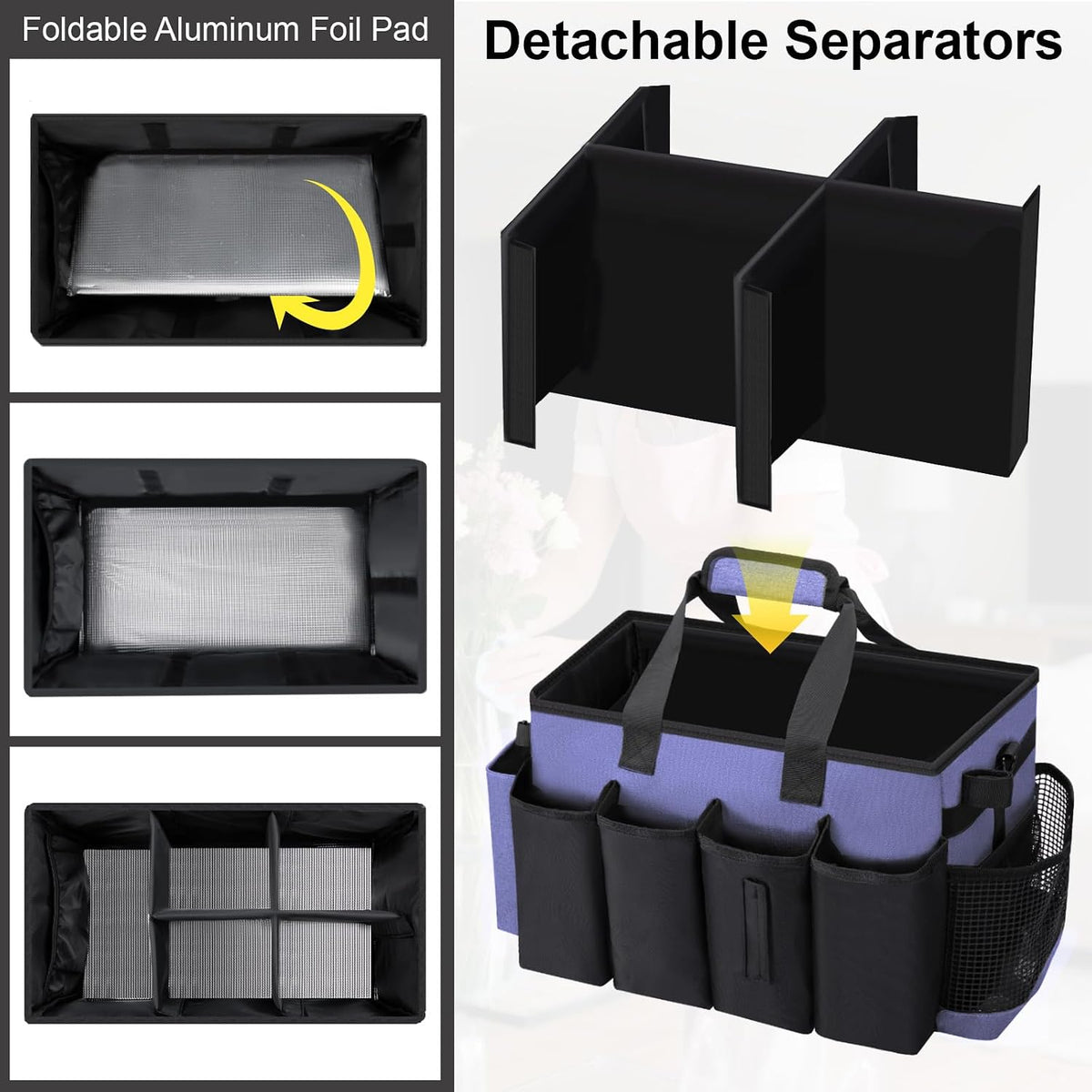 Wearable Large Cleaning Caddy Bag for Housekeeper, Clean Supply Organizer with Adjustable Shoulder, Waist & Handle Straps, Detailing Bag for Kitchen Supplies (Black)