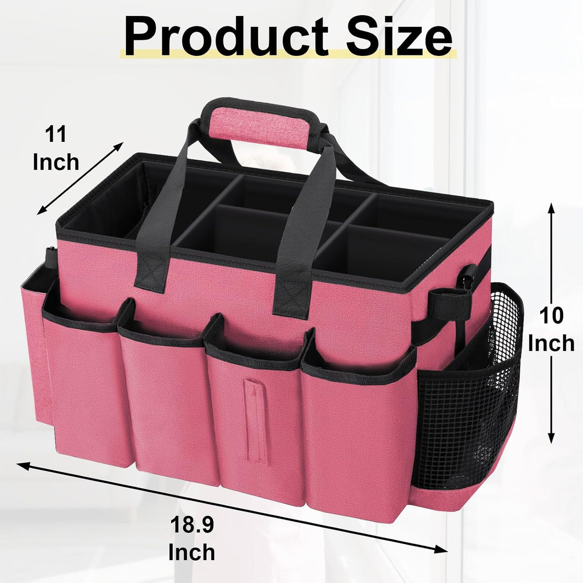 Wearable Large Cleaning Caddy Bag for Housekeeper, Clean Supply Organizer with Adjustable Shoulder, Waist & Handle Straps, Detailing Bag for Kitchen Supplies (Black)