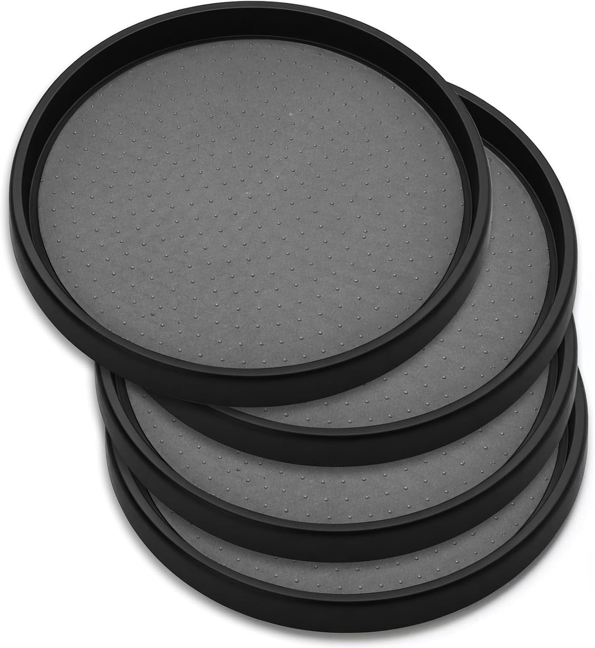 10 Inch Lazy Susan (Set of 4) - Non-Skid Turntable for Cabinet to Maximize Storage and Simplify Accessibility in Kitchen, Bathroom, and Pantry Spaces (Black)