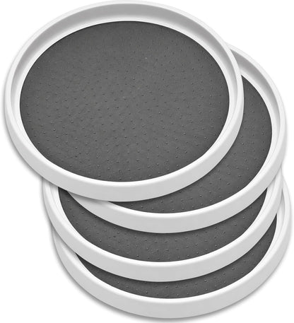 10 Inch Lazy Susan (Set of 4) - Non-Skid Turntable for Cabinet to Maximize Storage and Simplify Accessibility in Kitchen, Bathroom, and Pantry Spaces (Black)