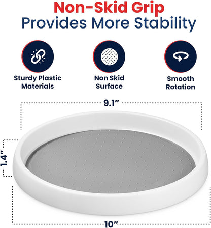 10 Inch Lazy Susan (Set of 4) - Non-Skid Turntable for Cabinet to Maximize Storage and Simplify Accessibility in Kitchen, Bathroom, and Pantry Spaces (Black)