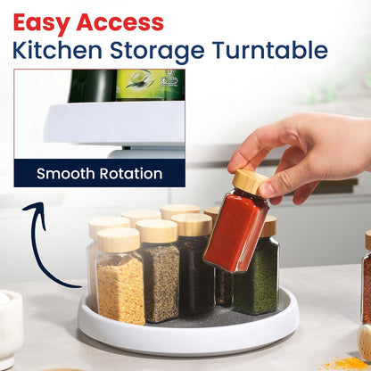 10 Inch Lazy Susan (Set of 4) - Non-Skid Turntable for Cabinet to Maximize Storage and Simplify Accessibility in Kitchen, Bathroom, and Pantry Spaces (Black)