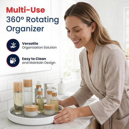 10 Inch Lazy Susan (Set of 4) - Non-Skid Turntable for Cabinet to Maximize Storage and Simplify Accessibility in Kitchen, Bathroom, and Pantry Spaces (Black)
