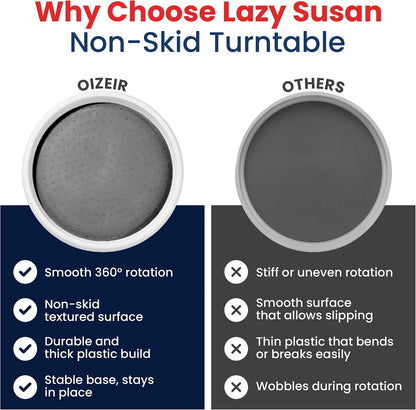 10 Inch Lazy Susan (Set of 4) - Non-Skid Turntable for Cabinet to Maximize Storage and Simplify Accessibility in Kitchen, Bathroom, and Pantry Spaces (Black)