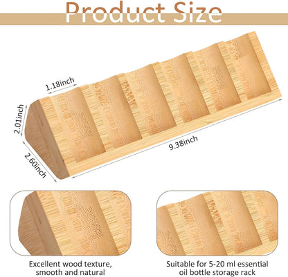 4 Pcs 6 Grids Wooden Essential Oil Storage Organizer Wood Bottles Stand Holder Drawer for 5/10/15/20ml Tabletop Countertop Perfume Display Rack Shelf