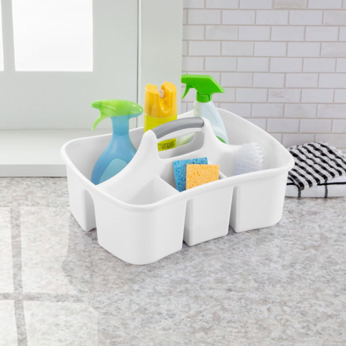 Divided Ultra Caddy, Portable Plastic Storage Organizer for Bathroom - Large Organization Holder and Container for Sink, Laundry, and Kitchen Cleaning Supplies