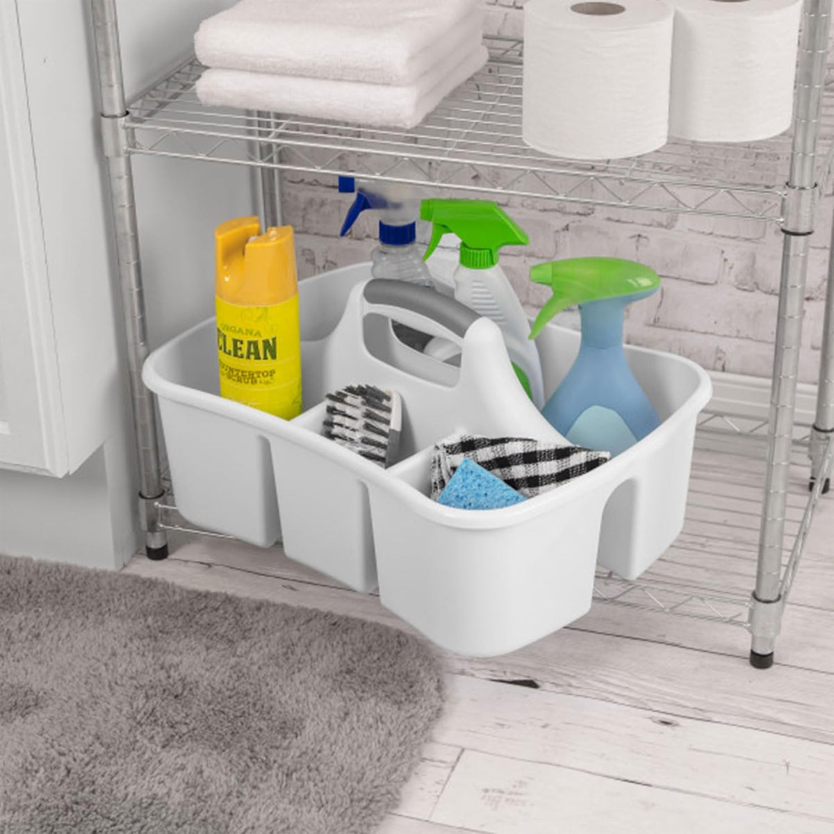 Divided Ultra Caddy, Portable Plastic Storage Organizer for Bathroom - Large Organization Holder and Container for Sink, Laundry, and Kitchen Cleaning Supplies
