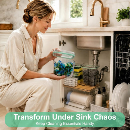 5-in-1 Trash Bag Dispenser, Laundry & Dishwasher Pods Storage Container | Space-Saving Under Sink Garbage Bag Dispenser for 13/30/33 Gallon Bags & Laundry Room Storage. Home Organization Must Haves!