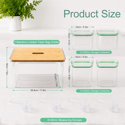 5-in-1 Trash Bag Dispenser, Laundry & Dishwasher Pods Storage Container | Space-Saving Under Sink Garbage Bag Dispenser for 13/30/33 Gallon Bags & Laundry Room Storage. Home Organization Must Haves!