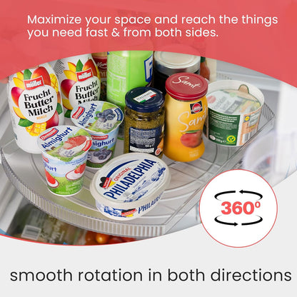 Lazy Susan for Refrigerator - 360° Turntable Refrigerator Organizer and Storage Tray for Fridge, Cabinet & Pantry - Rectangle Lazy Susan (16.5"x11.5"x1.5")