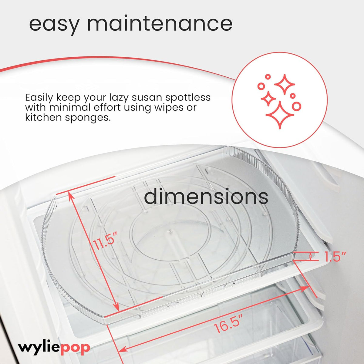 Lazy Susan for Refrigerator - 360° Turntable Refrigerator Organizer and Storage Tray for Fridge, Cabinet & Pantry - Rectangle Lazy Susan (16.5"x11.5"x1.5")