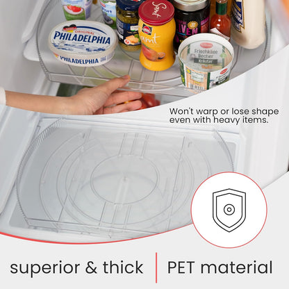 Lazy Susan for Refrigerator - 360° Turntable Refrigerator Organizer and Storage Tray for Fridge, Cabinet & Pantry - Rectangle Lazy Susan (16.5"x11.5"x1.5")
