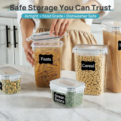 Airtight Food Storage Containers with Lids, 24 pcs, Black
