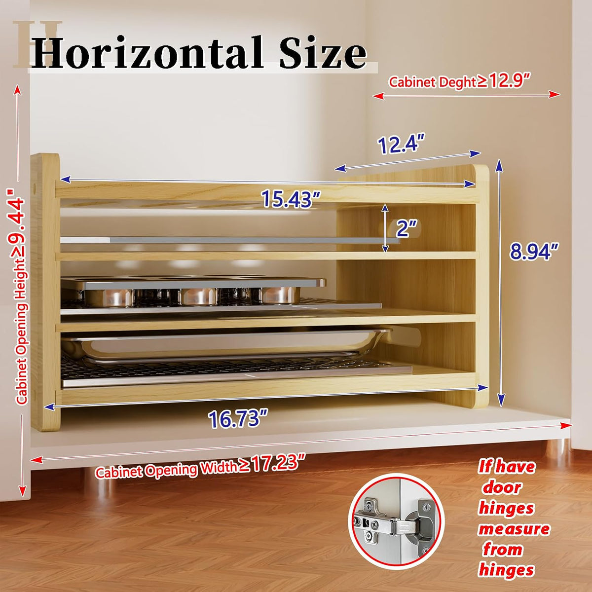 7 Tier Wooden Tray Dividers for Cabinets | Baking Cookie Sheet Organizer, Vertical/Horizontal Cabinet Dividers for Pots, Cutting Board, Kitchen Organizers and Storage