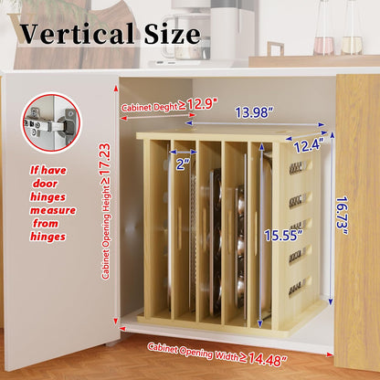 7 Tier Wooden Tray Dividers for Cabinets | Baking Cookie Sheet Organizer, Vertical/Horizontal Cabinet Dividers for Pots, Cutting Board, Kitchen Organizers and Storage
