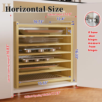 7 Tier Wooden Tray Dividers for Cabinets | Baking Cookie Sheet Organizer, Vertical/Horizontal Cabinet Dividers for Pots, Cutting Board, Kitchen Organizers and Storage