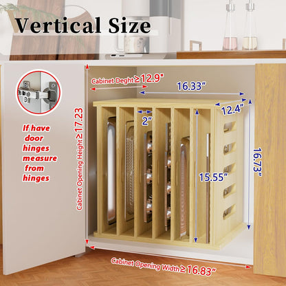 7 Tier Wooden Tray Dividers for Cabinets | Baking Cookie Sheet Organizer, Vertical/Horizontal Cabinet Dividers for Pots, Cutting Board, Kitchen Organizers and Storage
