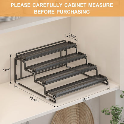 2 Pack Spice Rack Organizer for Cabinet, 4 Tier Black (S&L) Seasoning Organizer Rack for Inside Cabinets, Countertop, Pantry Storage
