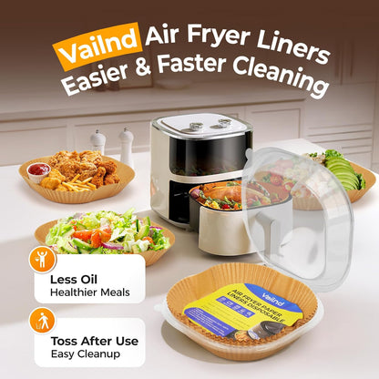 125Pcs 8 Inch Square Air Fryer Liners Disposable for 5-8QT, Parchment Paper