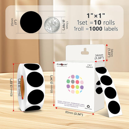 1 inch Round Clear Circle Dot Sticker 1000pcs Transparent Adhesive Label | 2.5cm Sticky Dots Label for Envelope, Cosmetic Box, Gift Bag, Translucent Wafer Package Seals, Safe Material