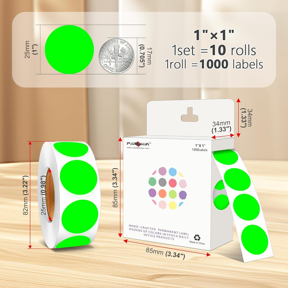1 inch Round Clear Circle Dot Sticker 1000pcs Transparent Adhesive Label | 2.5cm Sticky Dots Label for Envelope, Cosmetic Box, Gift Bag, Translucent Wafer Package Seals, Safe Material