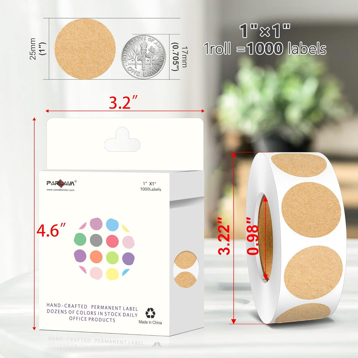 1 inch Round Clear Circle Dot Sticker 1000pcs Transparent Adhesive Label | 2.5cm Sticky Dots Label for Envelope, Cosmetic Box, Gift Bag, Translucent Wafer Package Seals, Safe Material