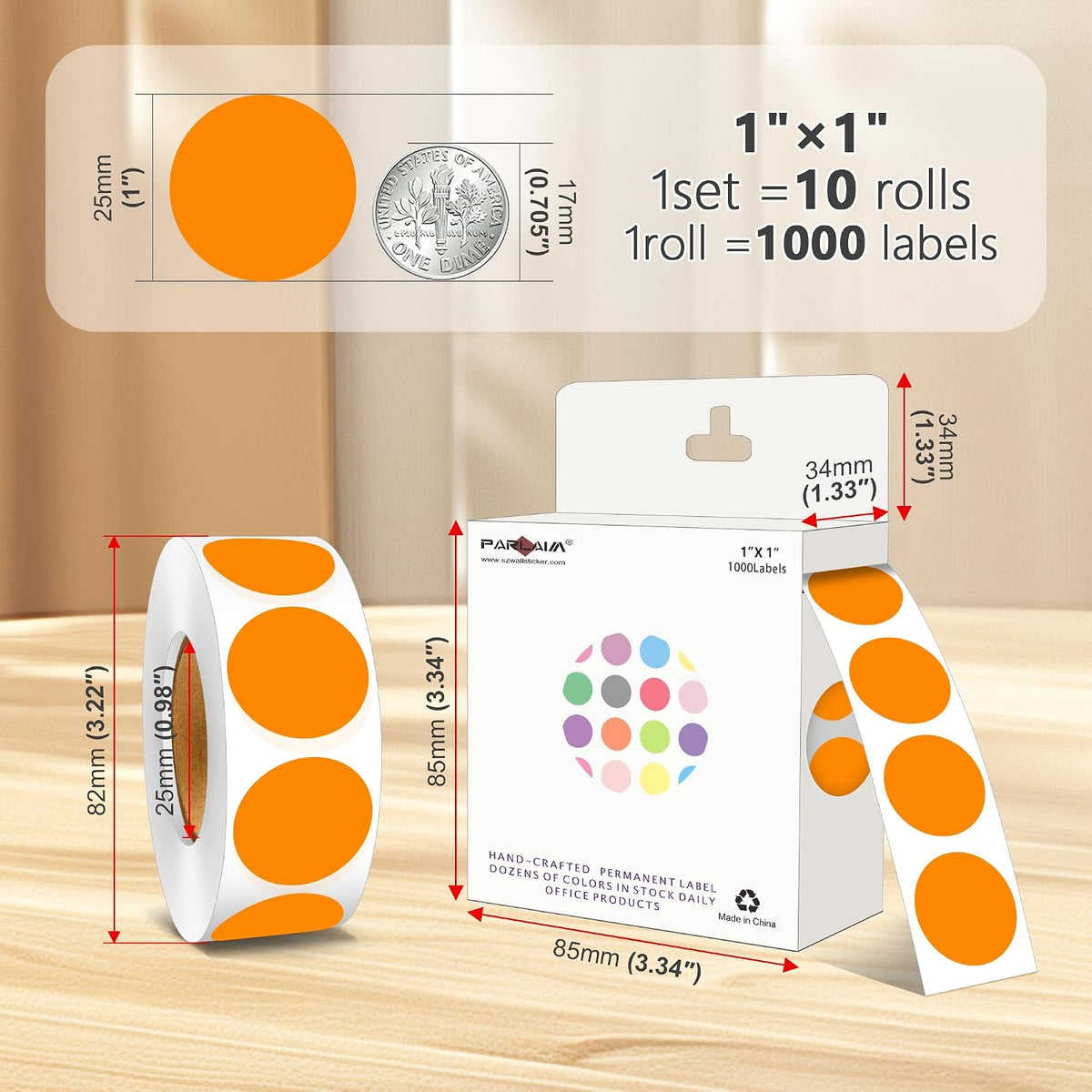 1 inch Round Clear Circle Dot Sticker 1000pcs Transparent Adhesive Label | 2.5cm Sticky Dots Label for Envelope, Cosmetic Box, Gift Bag, Translucent Wafer Package Seals, Safe Material