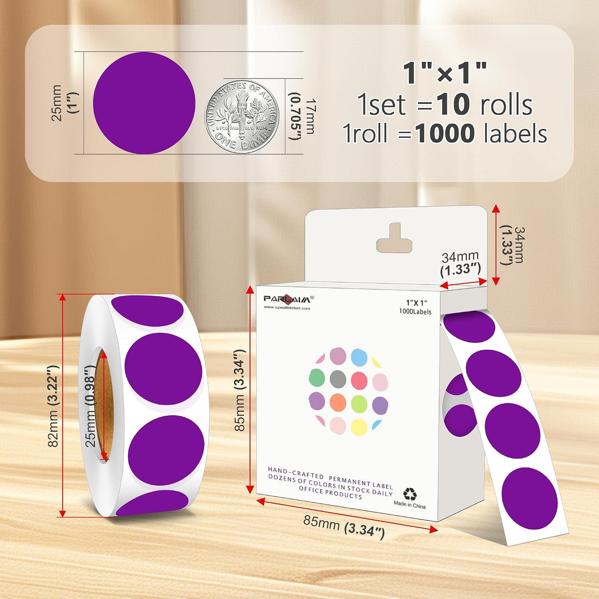1 inch Round Clear Circle Dot Sticker 1000pcs Transparent Adhesive Label | 2.5cm Sticky Dots Label for Envelope, Cosmetic Box, Gift Bag, Translucent Wafer Package Seals, Safe Material