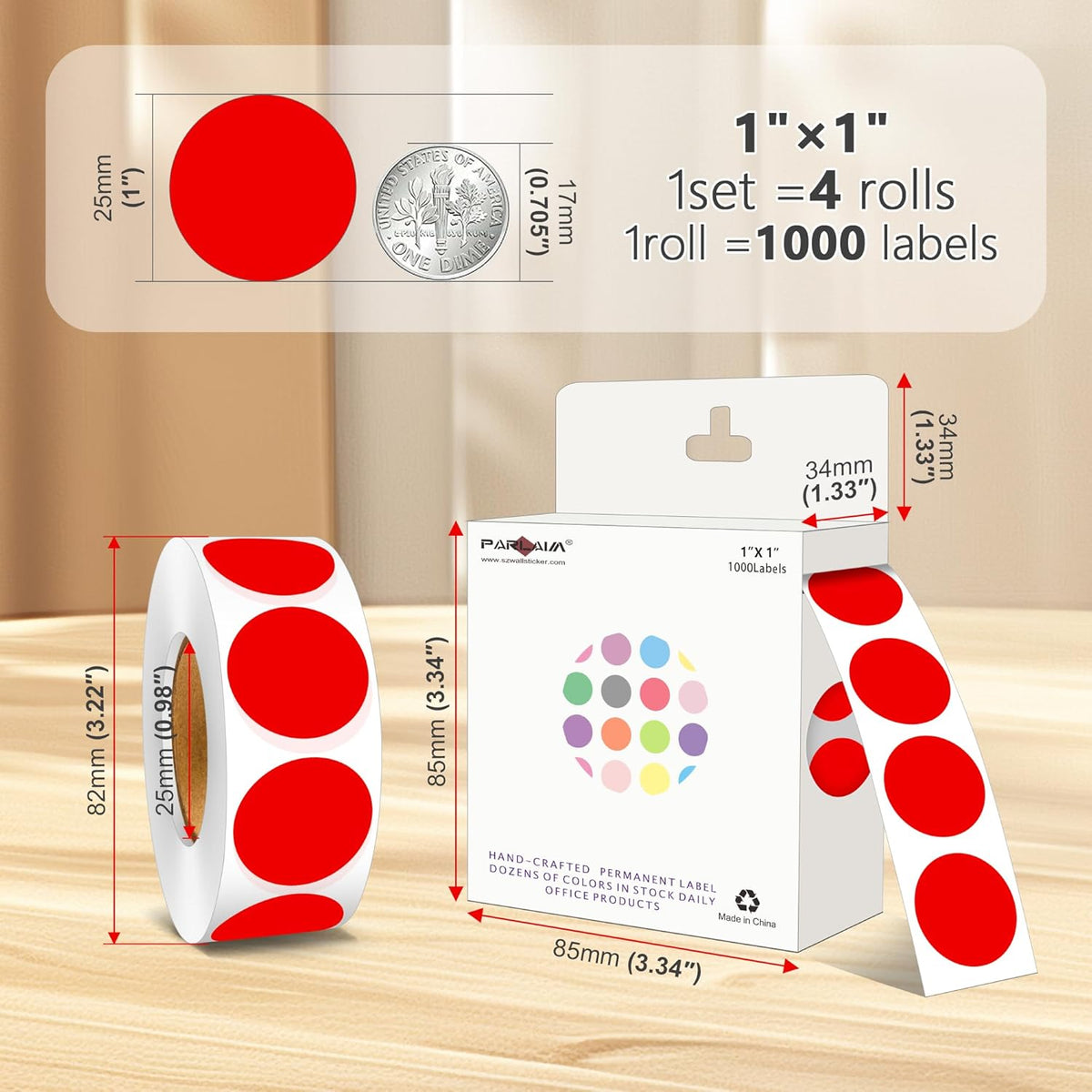 1 inch Round Clear Circle Dot Sticker 1000pcs Transparent Adhesive Label | 2.5cm Sticky Dots Label for Envelope, Cosmetic Box, Gift Bag, Translucent Wafer Package Seals, Safe Material