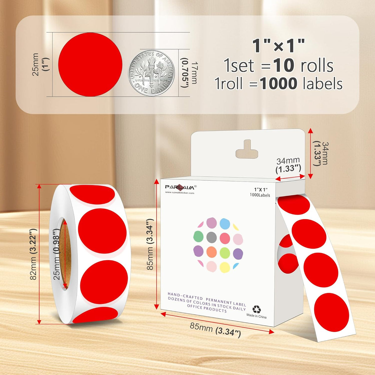 1 inch Round Clear Circle Dot Sticker 1000pcs Transparent Adhesive Label | 2.5cm Sticky Dots Label for Envelope, Cosmetic Box, Gift Bag, Translucent Wafer Package Seals, Safe Material