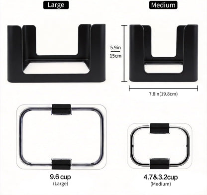 Food Storage Container Lids Organizer for Rubbermaid Brilliance Nap-On Lids,Stackable Food Storage Container Lid Organizer--Fits 0.5, 1.3, 3.2, 4.7 & 9.6 Cups--Holds 32 Lids(Black)