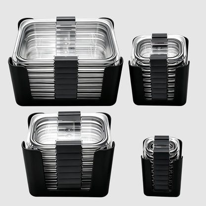 Food Storage Container Lids Organizer for Rubbermaid Brilliance Nap-On Lids,Stackable Food Storage Container Lid Organizer--Fits 0.5, 1.3, 3.2, 4.7 & 9.6 Cups--Holds 32 Lids(Black)