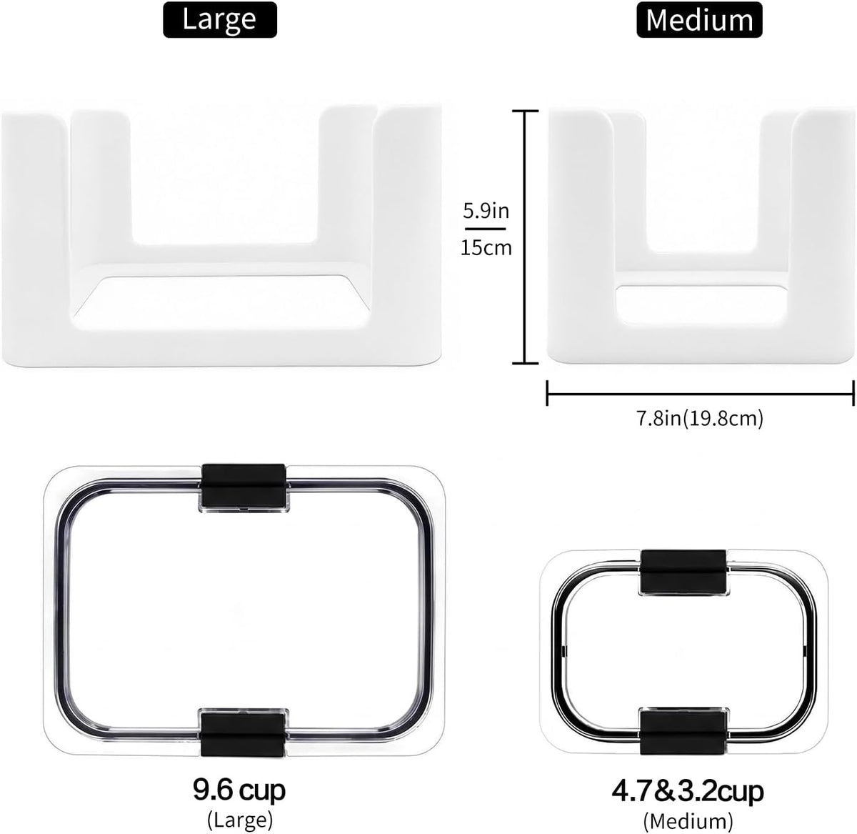 Food Storage Container Lids Organizer for Rubbermaid Brilliance Nap-On Lids,Stackable Food Storage Container Lid Organizer--Fits 0.5, 1.3, 3.2, 4.7 & 9.6 Cups--Holds 32 Lids(Black)