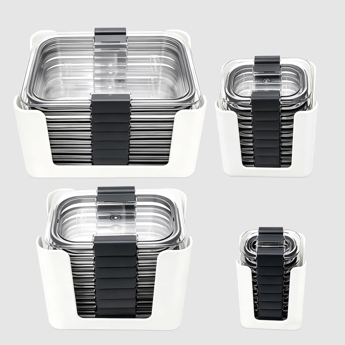 Food Storage Container Lids Organizer for Rubbermaid Brilliance Nap-On Lids,Stackable Food Storage Container Lid Organizer--Fits 0.5, 1.3, 3.2, 4.7 & 9.6 Cups--Holds 32 Lids(Black)