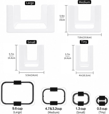 Food Storage Container Lids Organizer for Rubbermaid Brilliance Nap-On Lids,Stackable Food Storage Container Lid Organizer--Fits 0.5, 1.3, 3.2, 4.7 & 9.6 Cups--Holds 32 Lids(Black)