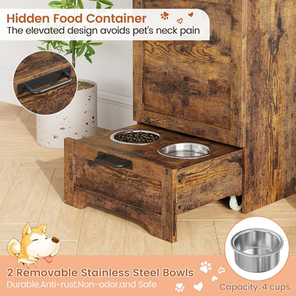 Dog Feeding Station with 2 Elevated Bowls