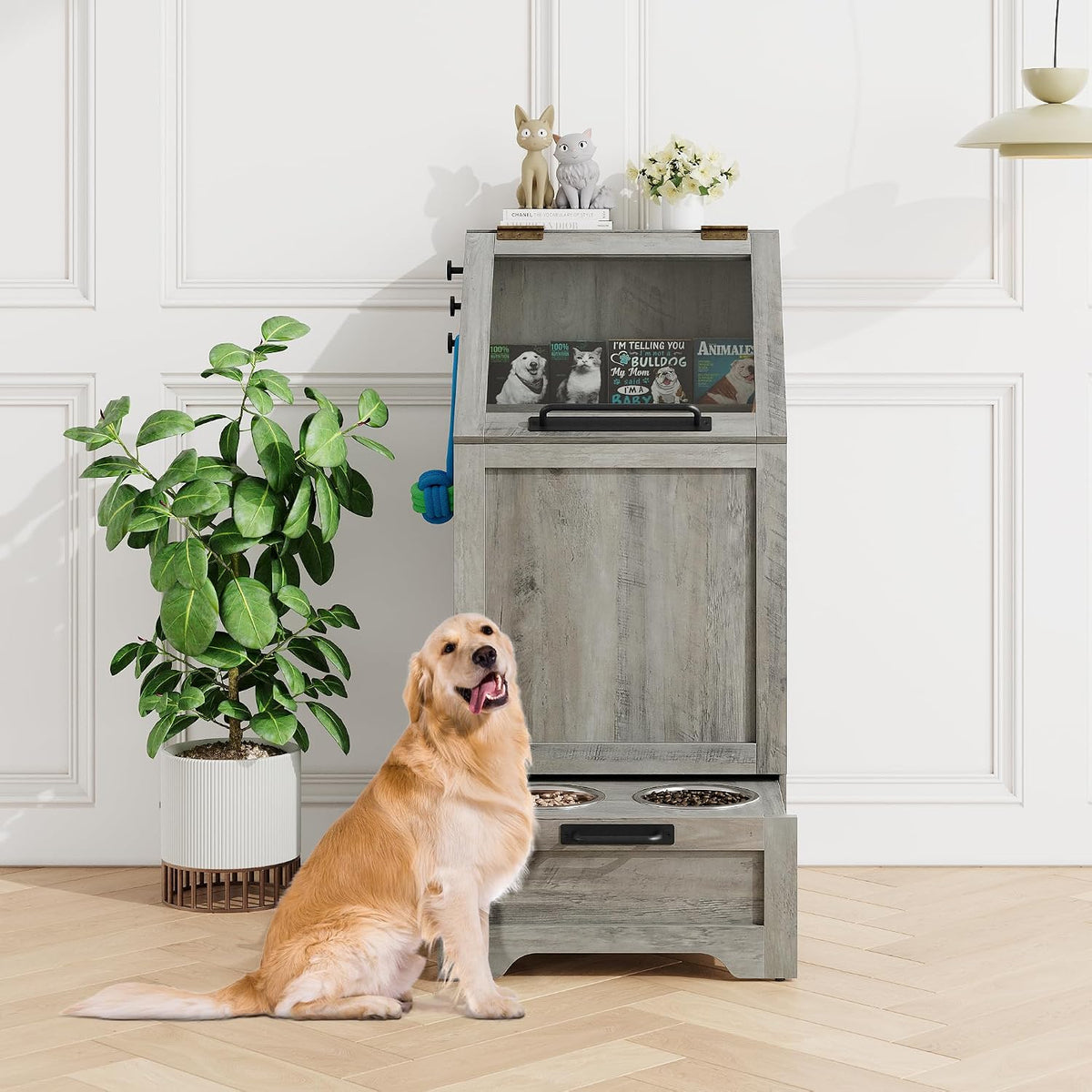 Dog Feeding Station with 2 Elevated Bowls