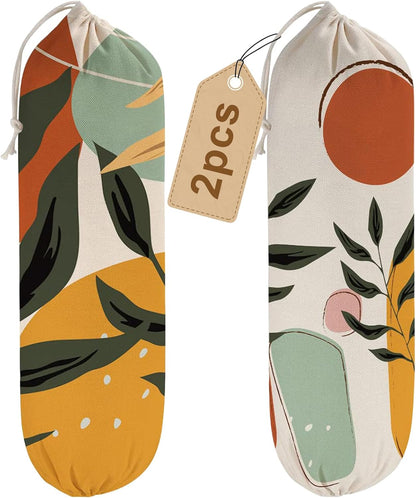 2Pcs Sunflower Plastic Bag Holder for Kitchen Essentials, Reusable Hanging Grocery Bag Organizer, Sunflower Gifts for Women, Washable Large Grocery Trash Bags Storage Dispenser