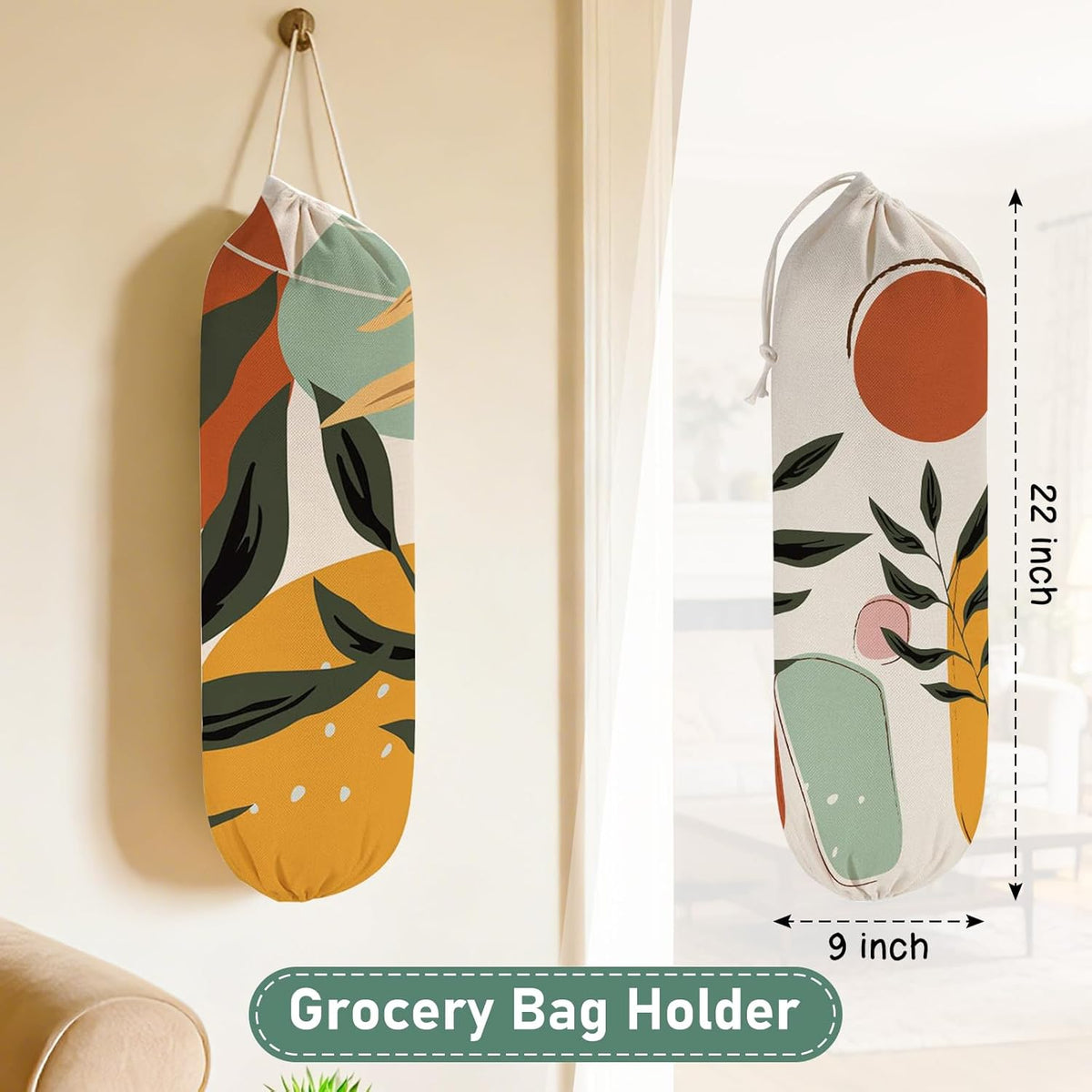 2Pcs Sunflower Plastic Bag Holder for Kitchen Essentials, Reusable Hanging Grocery Bag Organizer, Sunflower Gifts for Women, Washable Large Grocery Trash Bags Storage Dispenser