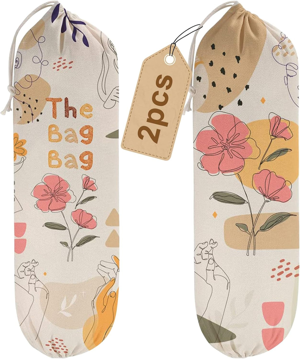 2Pcs Sunflower Plastic Bag Holder for Kitchen Essentials, Reusable Hanging Grocery Bag Organizer, Sunflower Gifts for Women, Washable Large Grocery Trash Bags Storage Dispenser