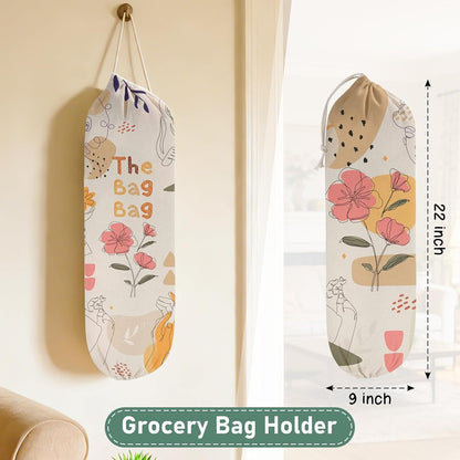 2Pcs Sunflower Plastic Bag Holder for Kitchen Essentials, Reusable Hanging Grocery Bag Organizer, Sunflower Gifts for Women, Washable Large Grocery Trash Bags Storage Dispenser