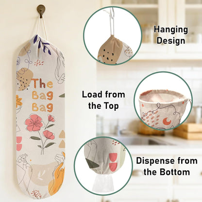 2Pcs Sunflower Plastic Bag Holder for Kitchen Essentials, Reusable Hanging Grocery Bag Organizer, Sunflower Gifts for Women, Washable Large Grocery Trash Bags Storage Dispenser