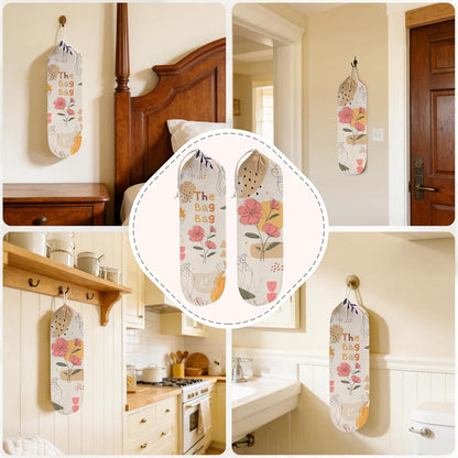 2Pcs Sunflower Plastic Bag Holder for Kitchen Essentials, Reusable Hanging Grocery Bag Organizer, Sunflower Gifts for Women, Washable Large Grocery Trash Bags Storage Dispenser