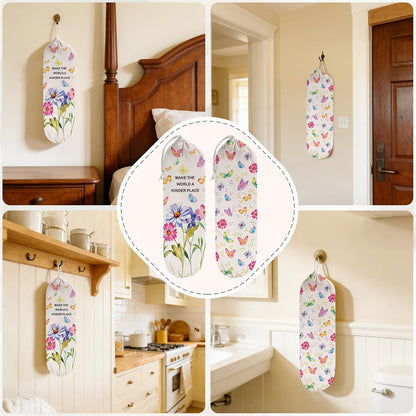 2Pcs Sunflower Plastic Bag Holder for Kitchen Essentials, Reusable Hanging Grocery Bag Organizer, Sunflower Gifts for Women, Washable Large Grocery Trash Bags Storage Dispenser